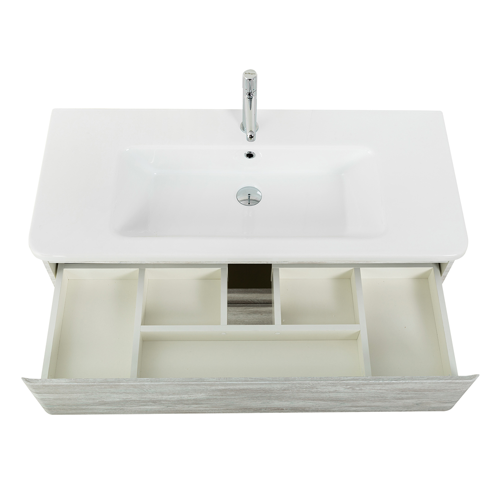 фото Тумба с раковиной подвесная BelBagno ALBANO-CER 105 Rovere Vintage Bianco, раковина белая 