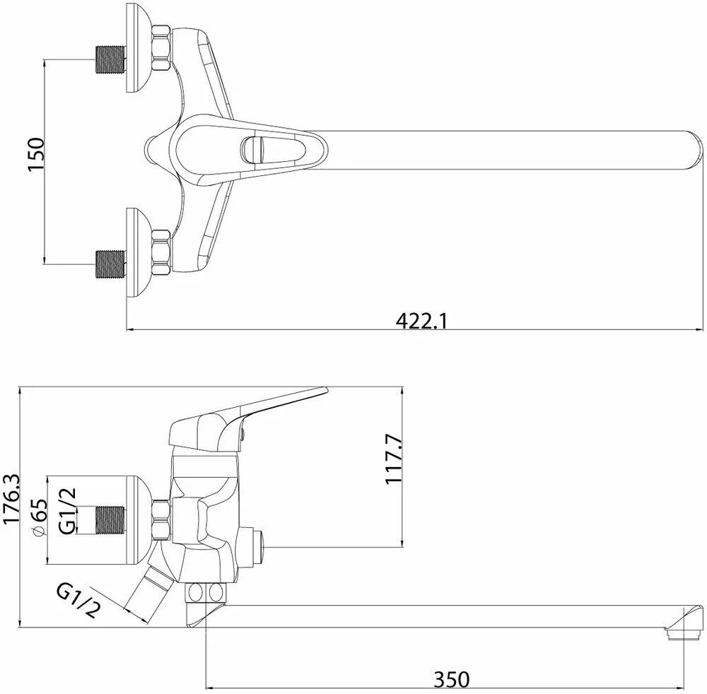 картинка Смеситель для ванны Lemark Luna LM4157C 