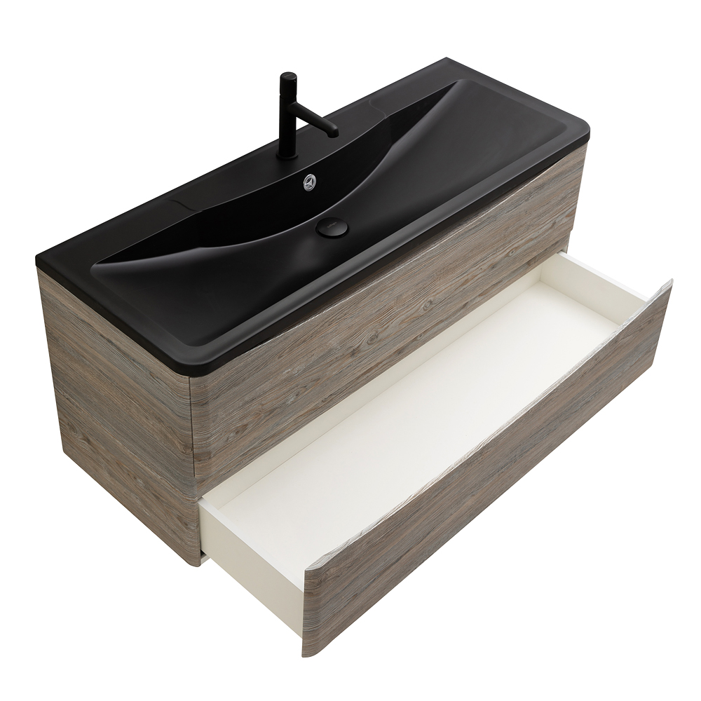 фото Тумба с раковиной подвесная BelBagno ACQUA 120 Pino Scania, раковина чёрная 