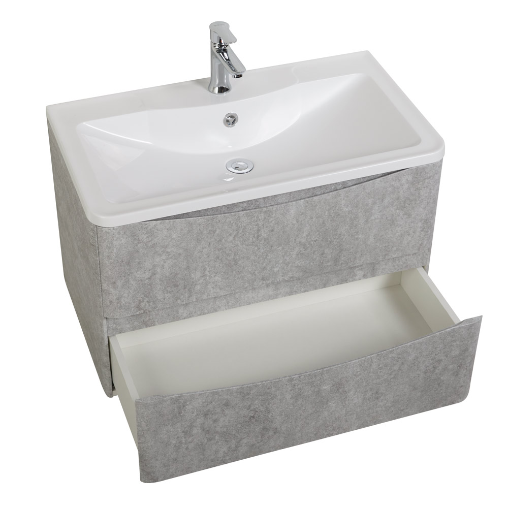 фото Тумба с раковиной подвесная BelBagno ACQUA 100 Cemento Verona Grigio, раковина белая 