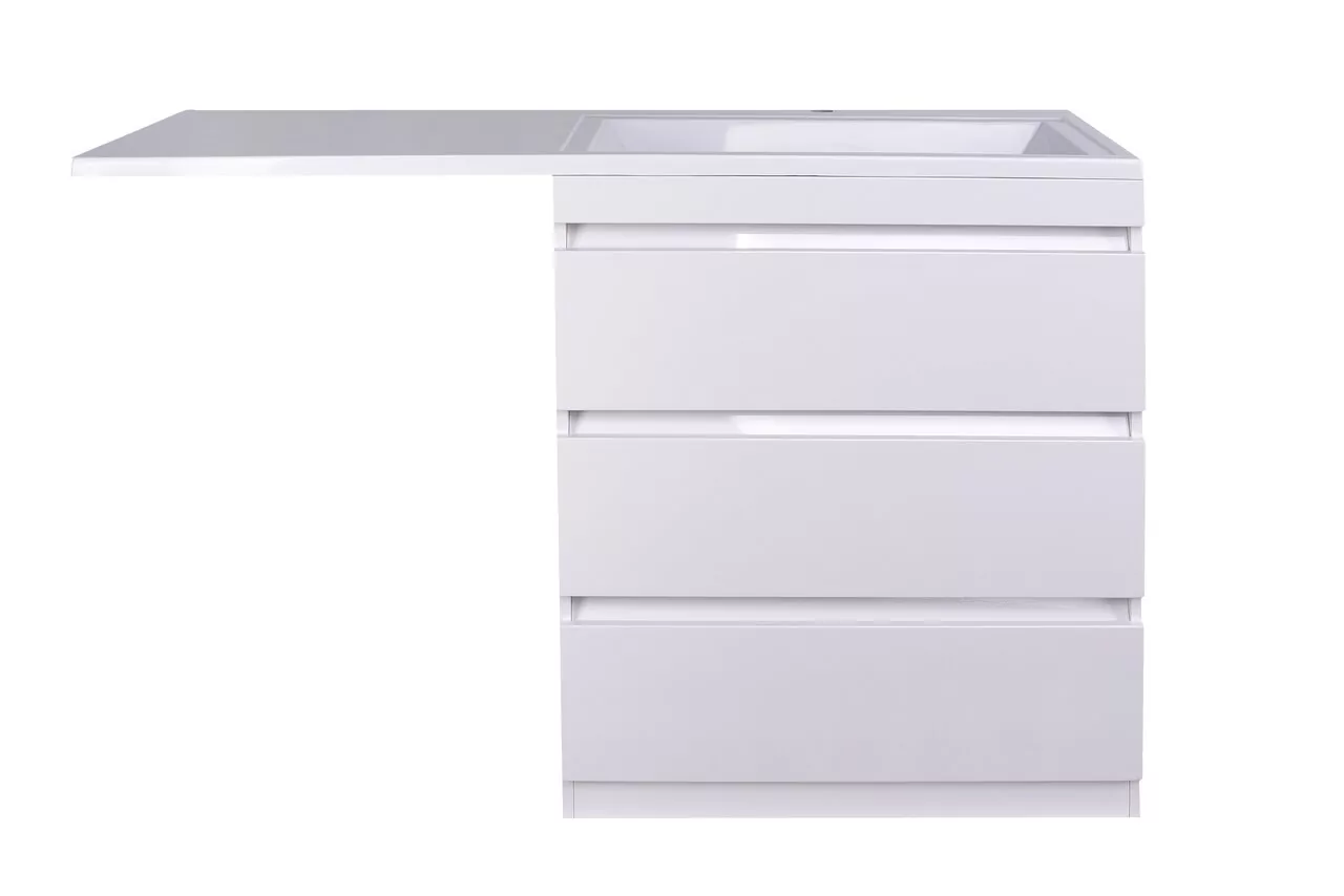 фото Тумба напольная Style Line Даллас 130 3 ящика Люкс белая PLUS 