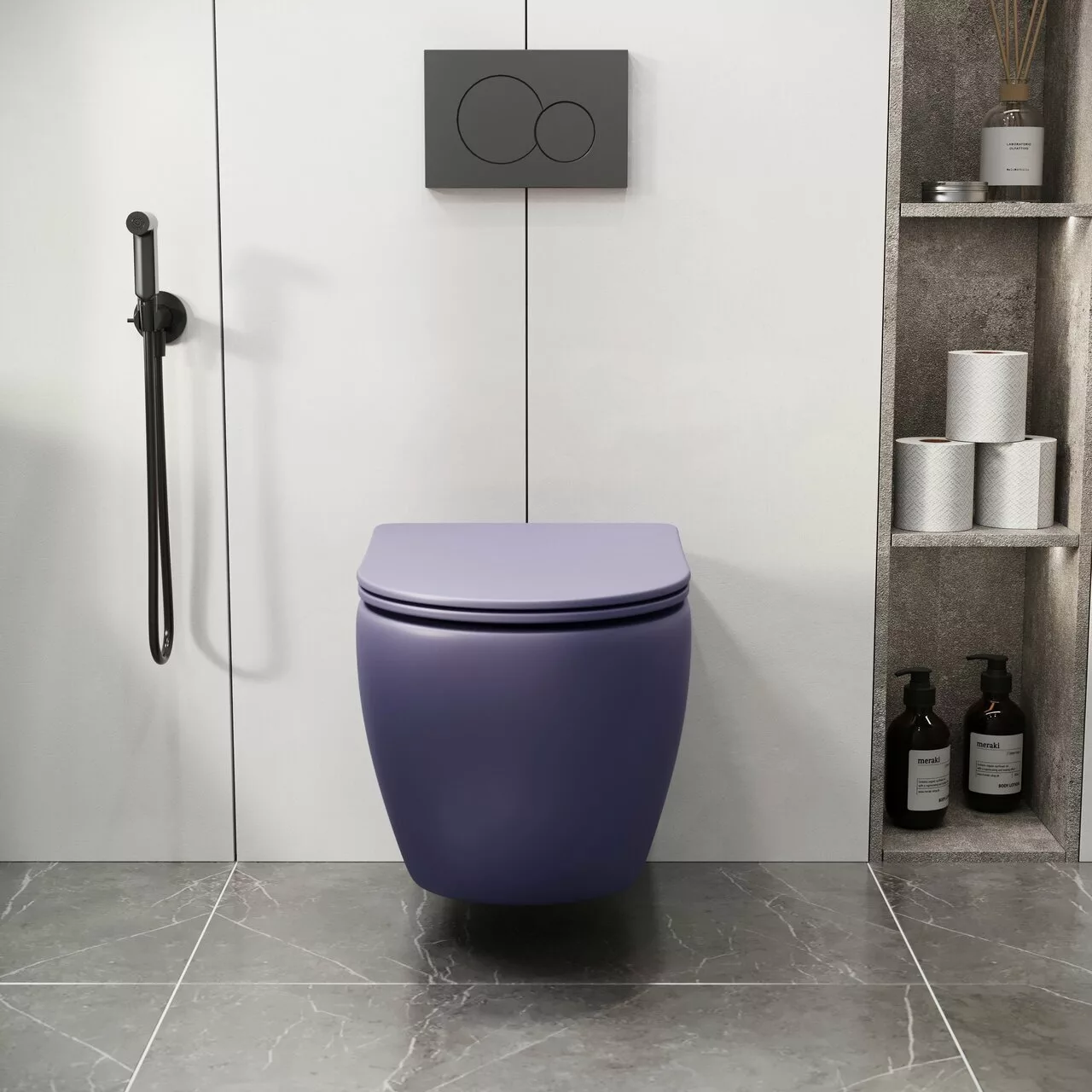 картинка Унитаз подвесной Grossman GR-4411LIMS Color безободковый, фиолетовый матовый 