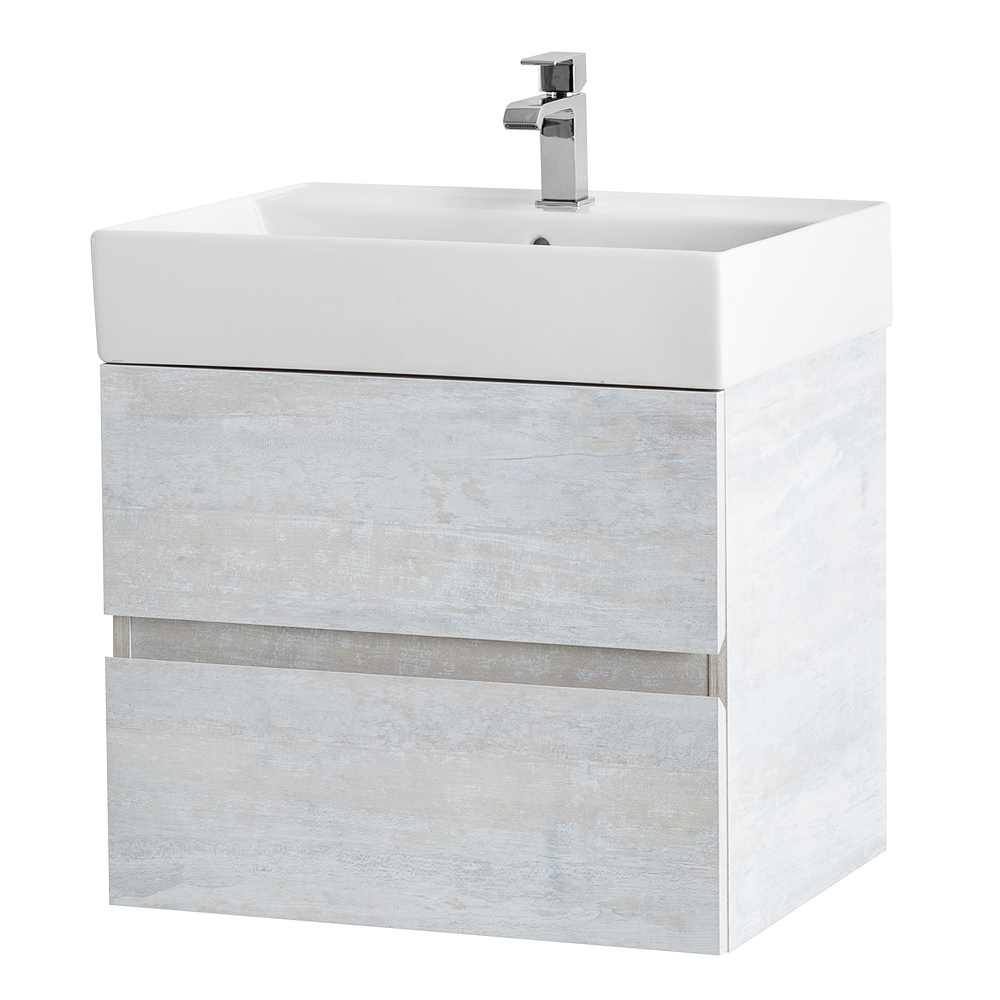 фото Тумба с раковиной подвесная Cezares MOLVENO 46 60 Legno Bianco, раковина белая 