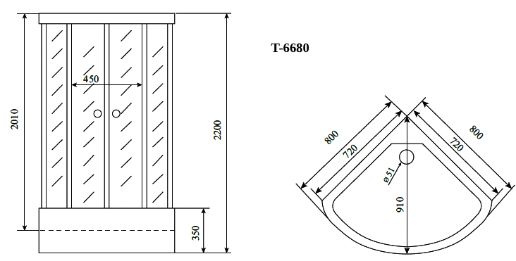картинка Душевая кабина Timo T-6680 Black 