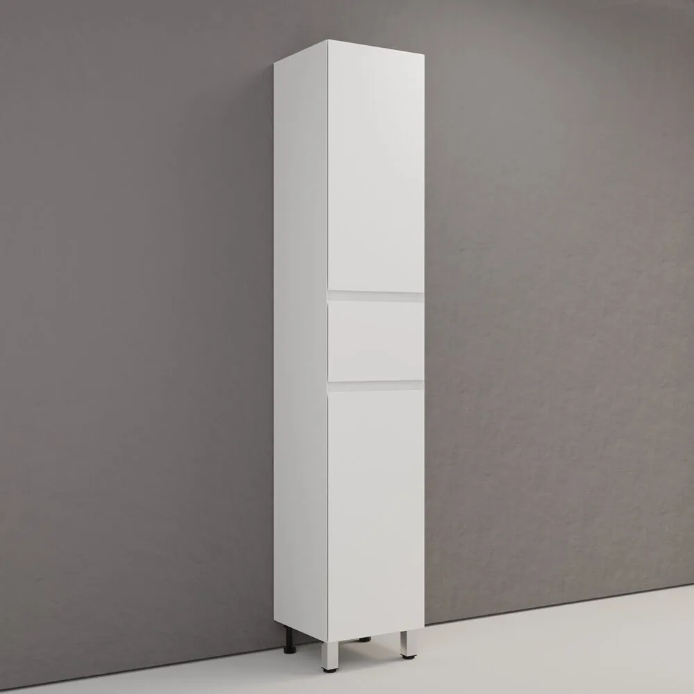 фото Пенал напольный Style Line Манхэттен 36 эмаль 1 ящик 2 створки PLUS белый матовый 