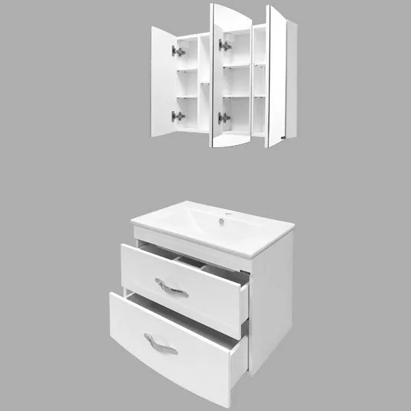 фото Тумба с раковиной Comforty Лаура 75-2 белый глянец 