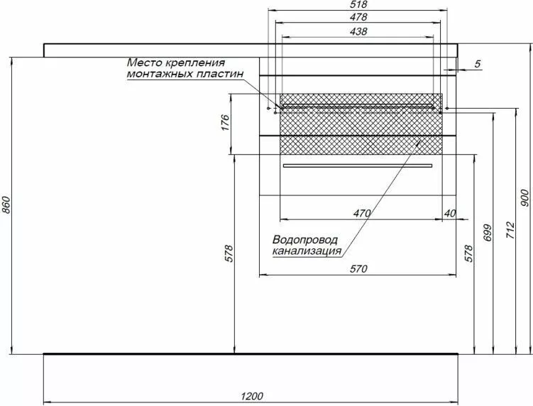 фото Тумба с раковиной Aquanet Нота 120 R белый арт. 00240161 