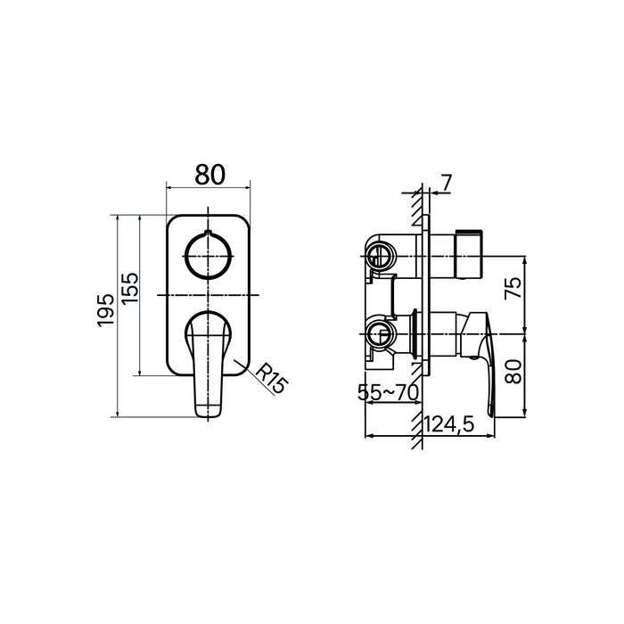 картинка Встраиваемый смеситель с тремя выходами Iddis Ray RAYSB00i68 