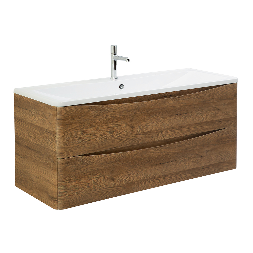 фото Тумба с раковиной подвесная BelBagno ACQUA 120 Rovere Rustico, раковина белая 
