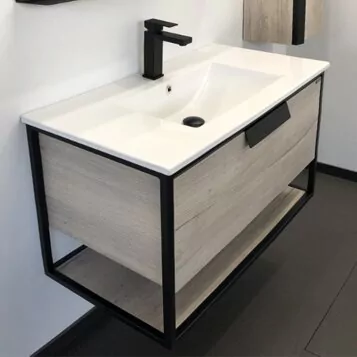 фото Тумба с раковиной Comforty Бонн 90 дуб дымчатый 
