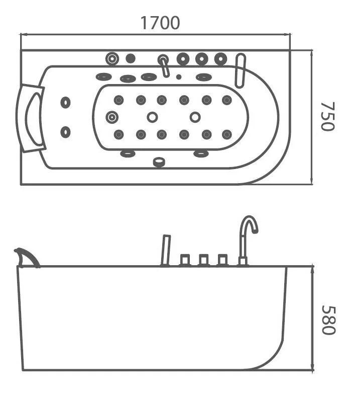 картинка Акриловая ванна Gemy G9261-1.7 L 