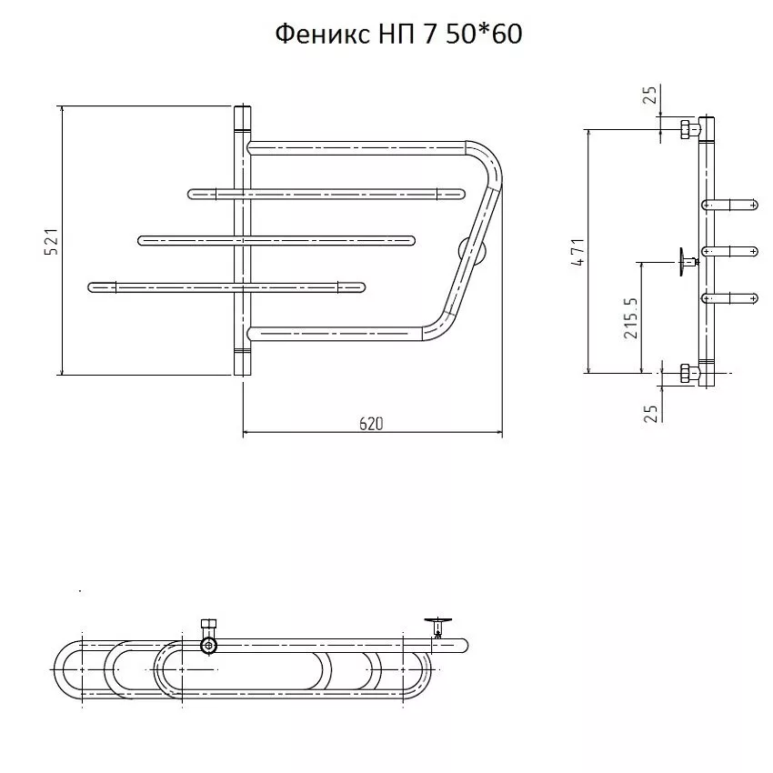 картинка Полотенцесушитель Тругор Феникс НП 7 50*60 (ФЛ6) (Феникс7/нп5060) 