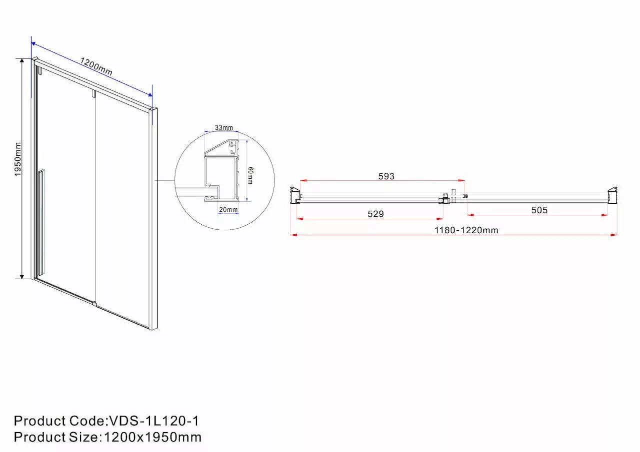 фото Душевая дверь Vincea Lugano VDS-1L120CGB-1, профиль черный, стекло тонированное 