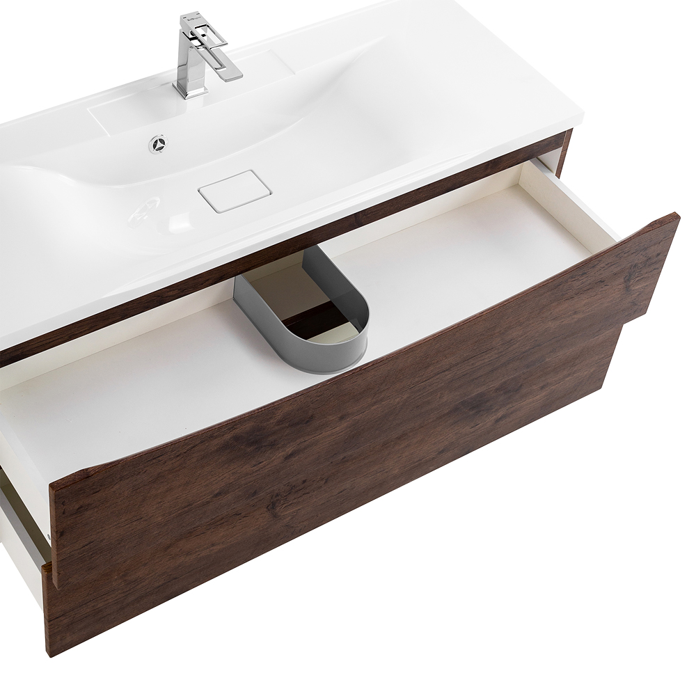 фото Тумба с раковиной подвесная BelBagno MARINO 110 Rovere Moro, раковина белая 