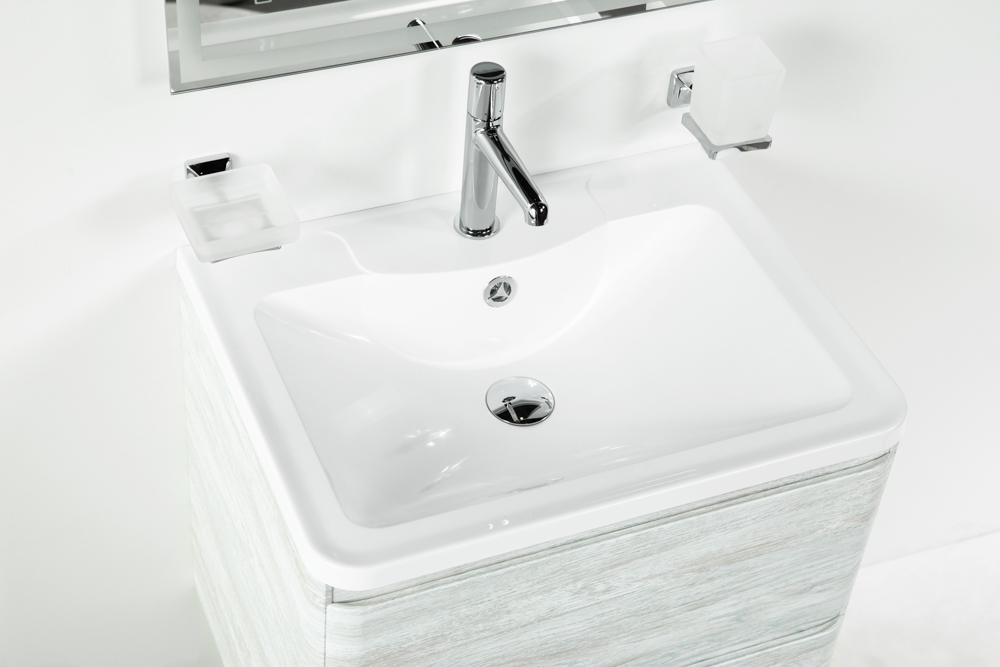 фото Тумба с раковиной подвесная BelBagno ALBANO 70 Rovere Vintage Bianco, раковина белая 