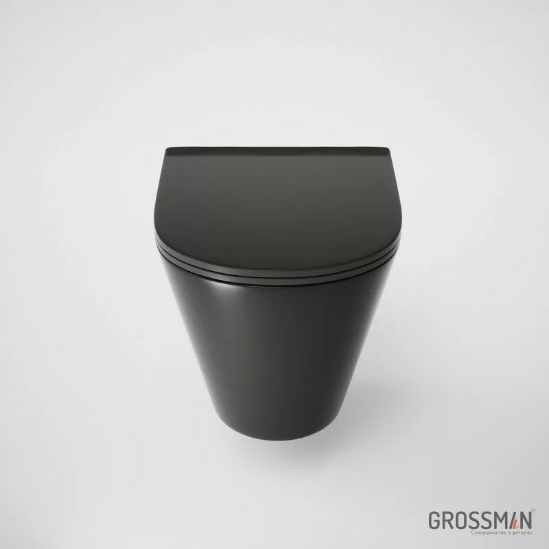 картинка Унитаз подвесной Grossman GR-4477BMS безободковый с тонкой крышкой, черный матовый 
