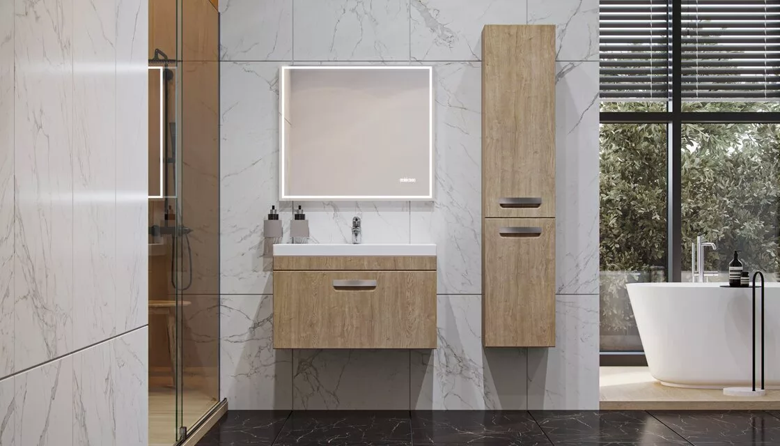 фото Шкаф-пенал подвесной Velvex Estea 160, дуб санремо 