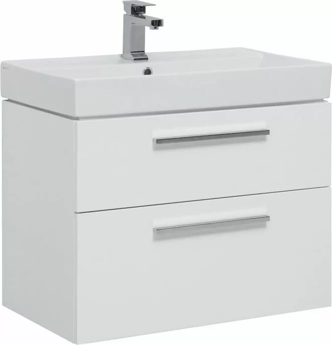 фото Тумба с раковиной Aquanet Nova 75 белый (2 ящика) арт. 00245254 