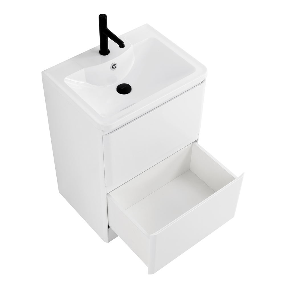 фото Тумба с раковиной напольная BelBagno ALBANO 60 Bianco Lucido, раковина белая 