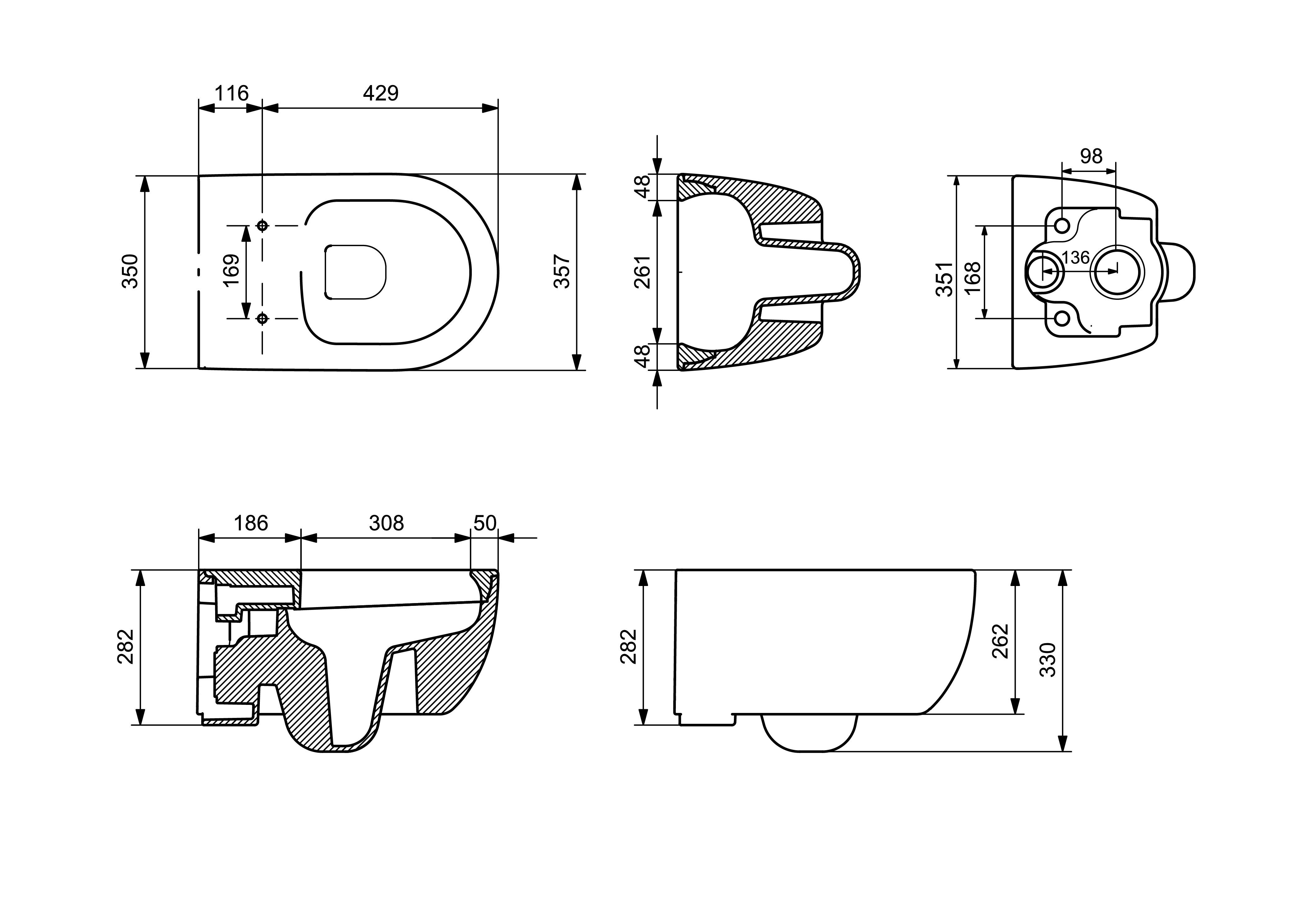 картинка Унитаз подвесной Ambassador Abner 103T20801R матовый голубой с тонкой крышкой 