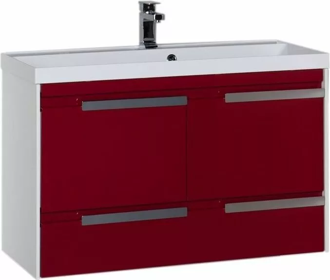 фото Тумба с раковиной Aquanet Тиволи 100 бордо арт. 00213007 