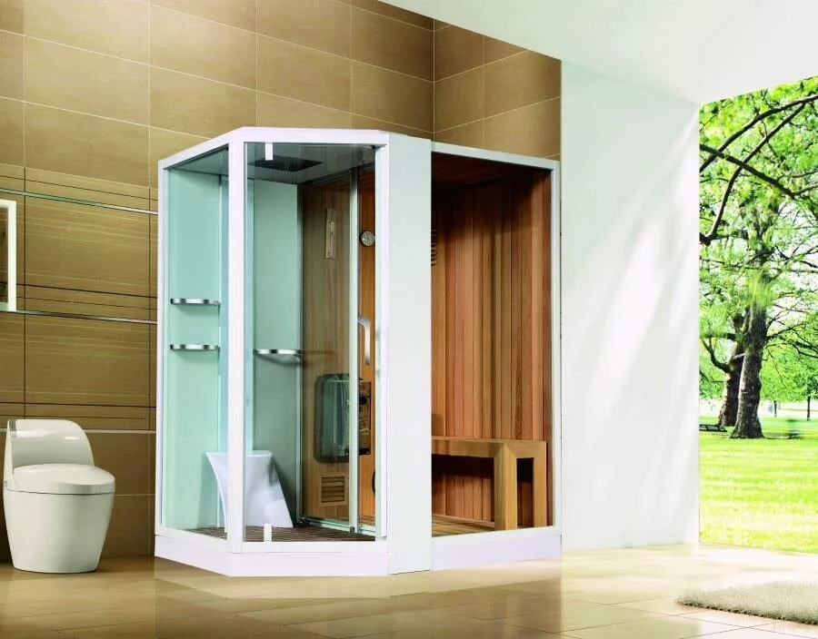 картинка Душевая кабина Orans Diamond SR-89103RS-white с финской сауной и баней левая белая 