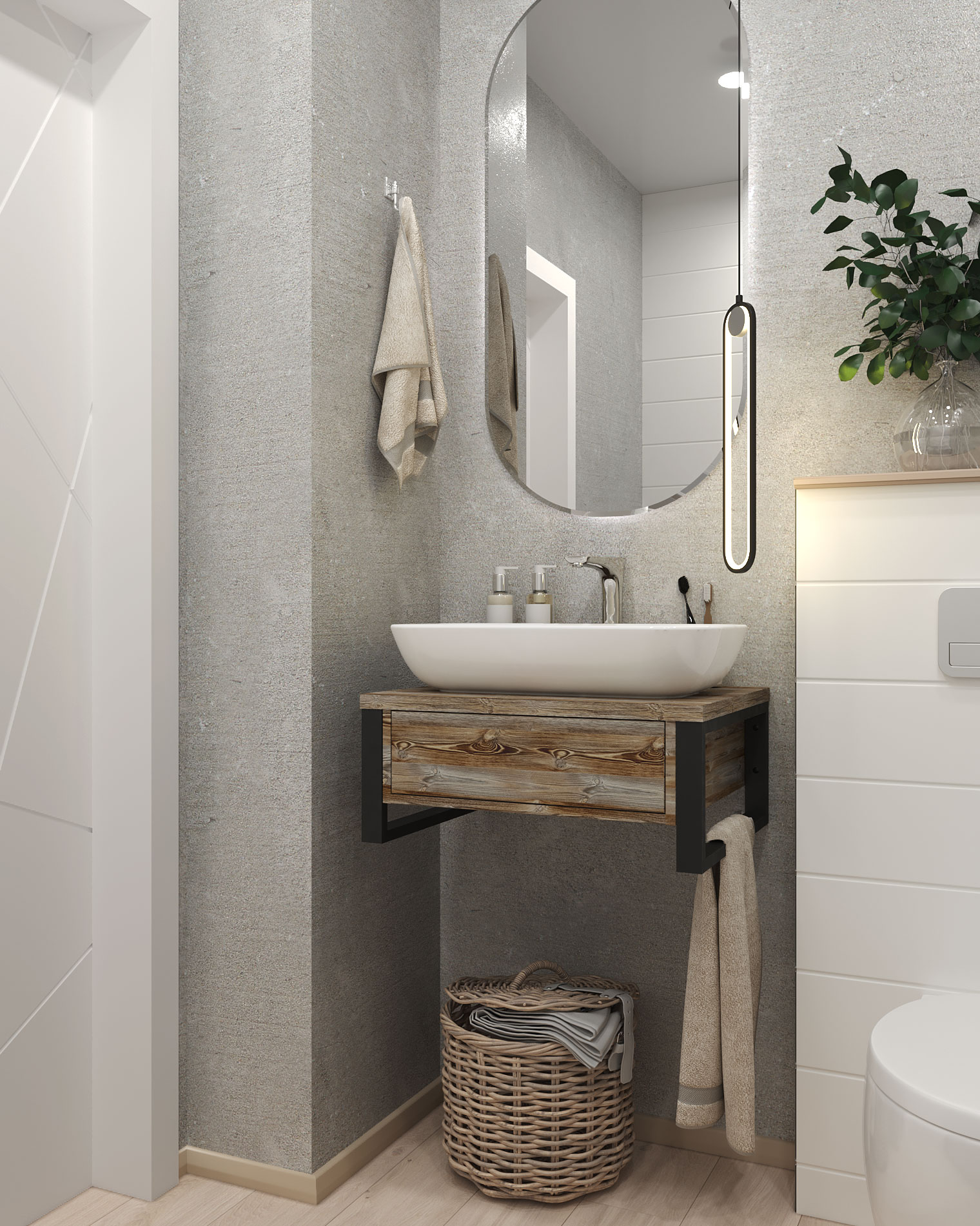 картинка Тумба 1Marka Grunge Loft 60П, дуб намибия  в ванную комнату