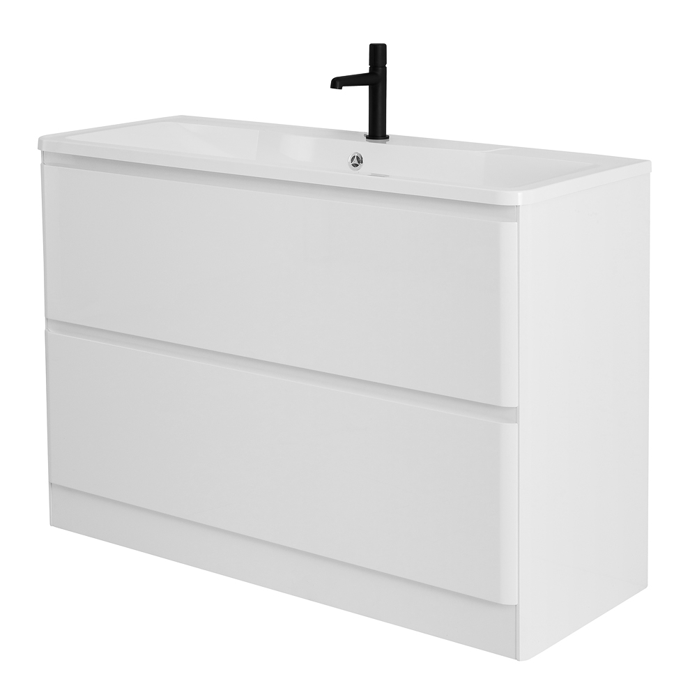 фото Тумба с раковиной напольная BelBagno ALBANO 120 Bianco Lucido, раковина белая 