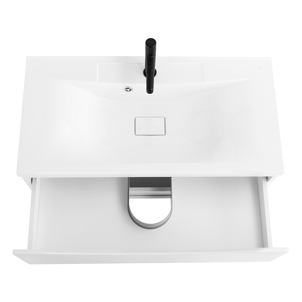 фото Тумба с раковиной подвесная BelBagno MARINO 100 Bianco Lucido, раковина белая 