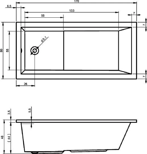 картинка Акриловая ванна Riho Lusso Plus 170x80 