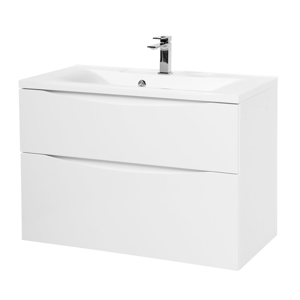 фото Тумба с раковиной подвесная BelBagno MARINO-H60 80 Bianco Lucido, раковина белая 