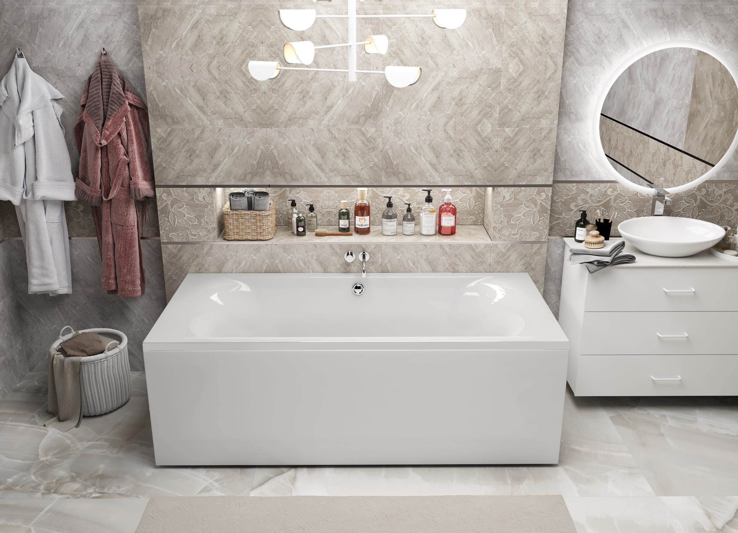 картинка Ванна Marka One ESMA MG 190x90 с каркасом и слив-переливом 