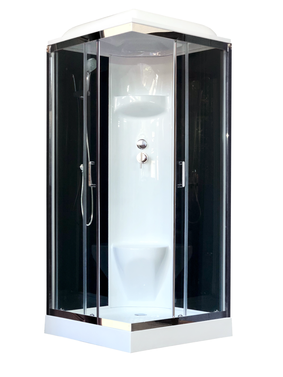 картинка Душевая кабина Royal Bath 80HP6-BT-CH (черное/прозрачное) 80x80x217 