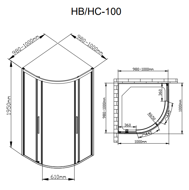 фото Душевой уголок Deto HC 100 Chrome 