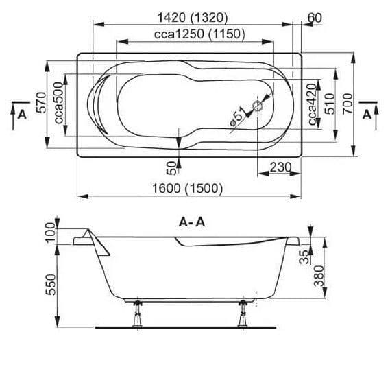 картинка Акриловая ванна Vagnerplast Nymfa 150 см с каркасом VPK15070 