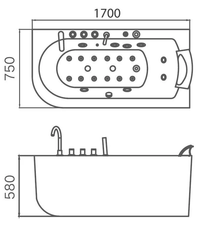 картинка Акриловая ванна Gemy G9261-1.7 R 