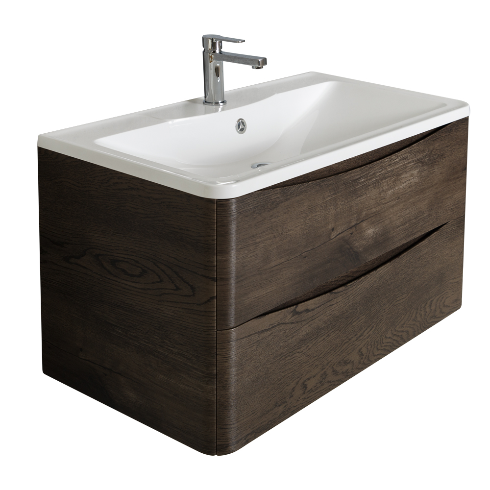 фото Тумба с раковиной подвесная BelBagno ACQUA 90 Rovere Nature Grigio, раковина белая 