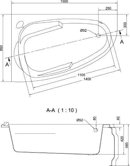 картинка Акриловая ванна Cersanit Joanna 150 L 