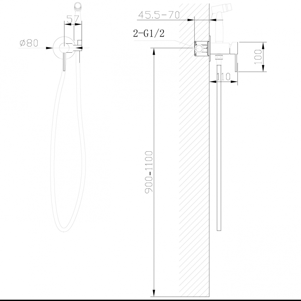 картинка Смеситель ABBER Wasser Kreis AF8125 с гигиеническим душем хром 