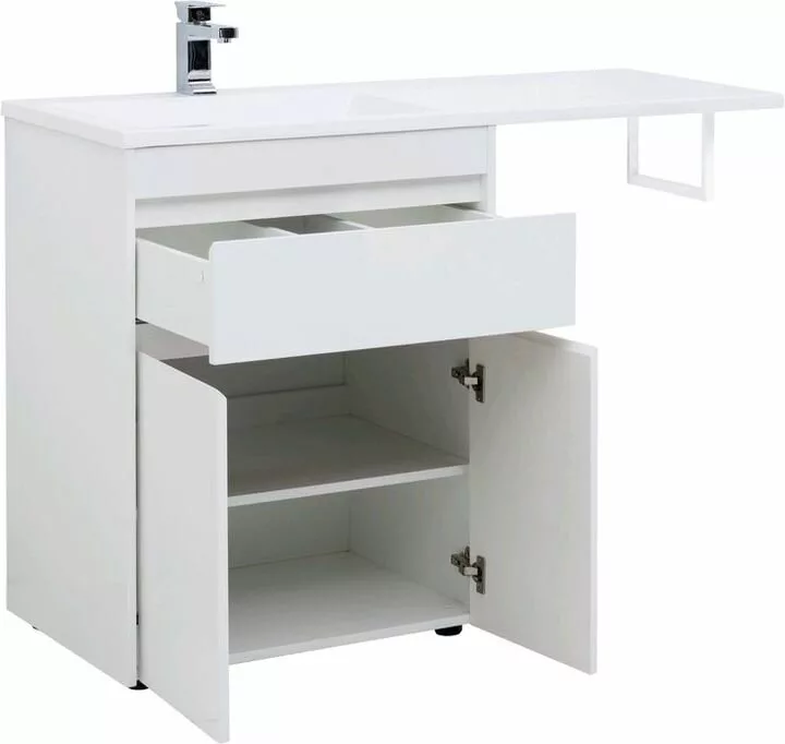 фото Тумба с раковиной Aquanet Токио 130 L белый (напольная, 1 ящик, 2 дверцы) арт. 00239215 