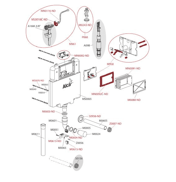 картинка Смывной бачок скрытого монтажа AlcaPlast Basicmodul Slim AM1112B 