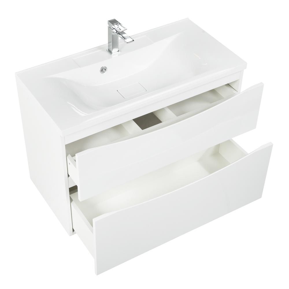 фото Тумба с раковиной подвесная BelBagno MARINO-H60 80 Bianco Lucido, раковина белая 