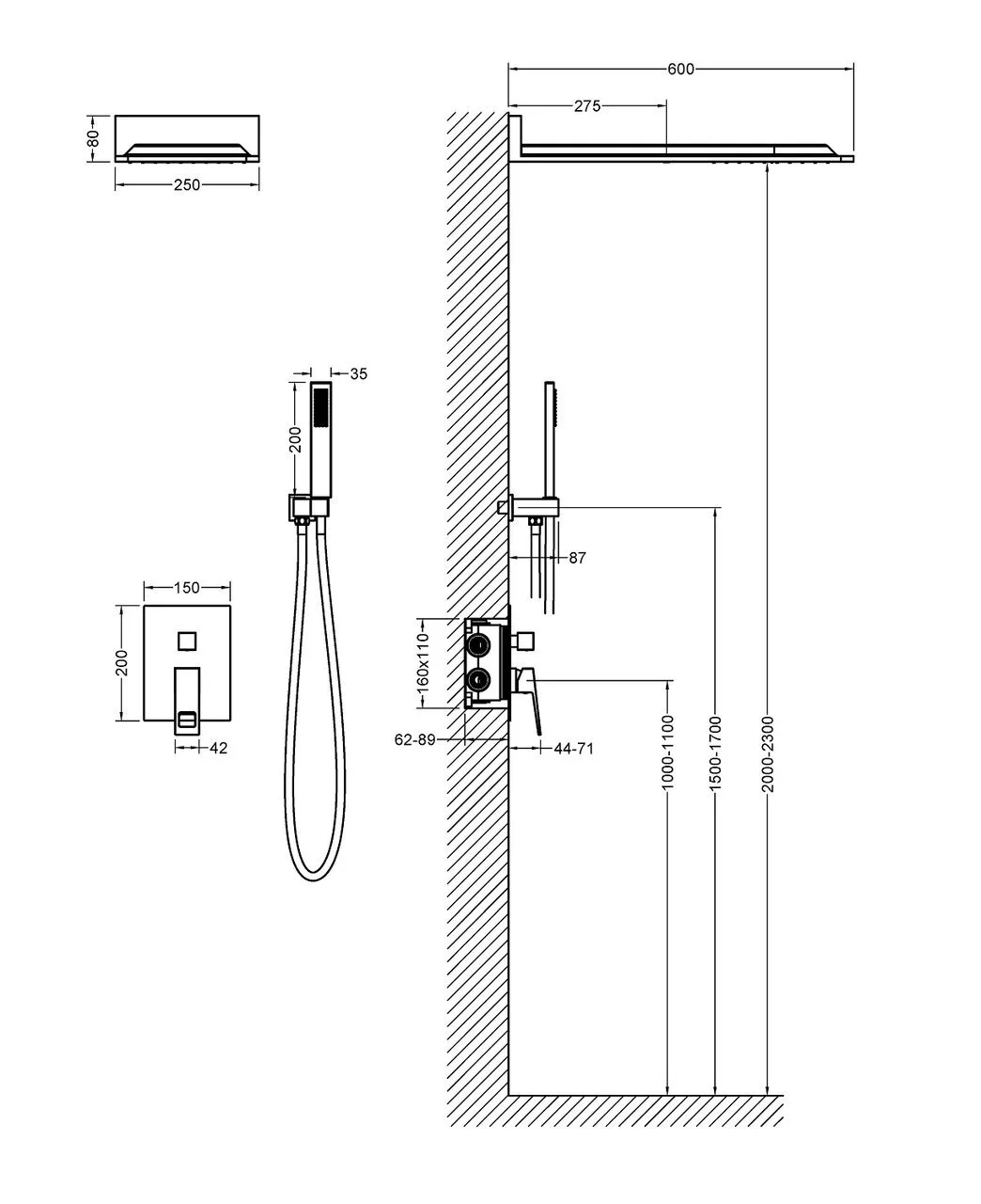 картинка Душевой комплект Timo Briana SX-7139/03SM С ВНУТРЕННЕЙ ЧАСТЬЮ, черный 