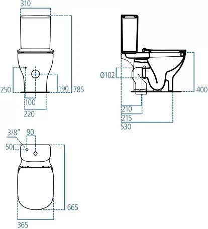 картинка Унитаз-компакт Ideal Standard Tesi AquaBlade T008701 безободковый, с микролифтом 