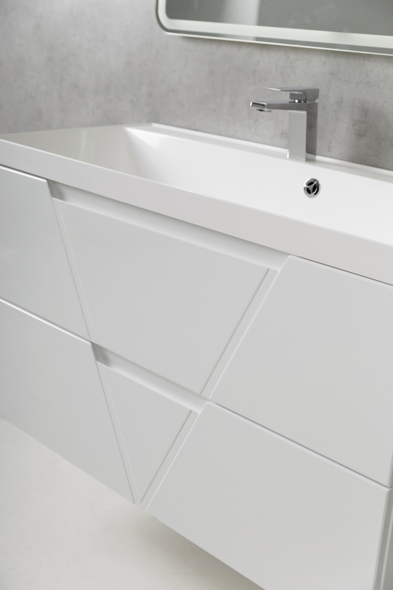 фото Тумба с раковиной подвесная BelBagno VITTORIA 100 Bianco Lucido-P, раковина белая 