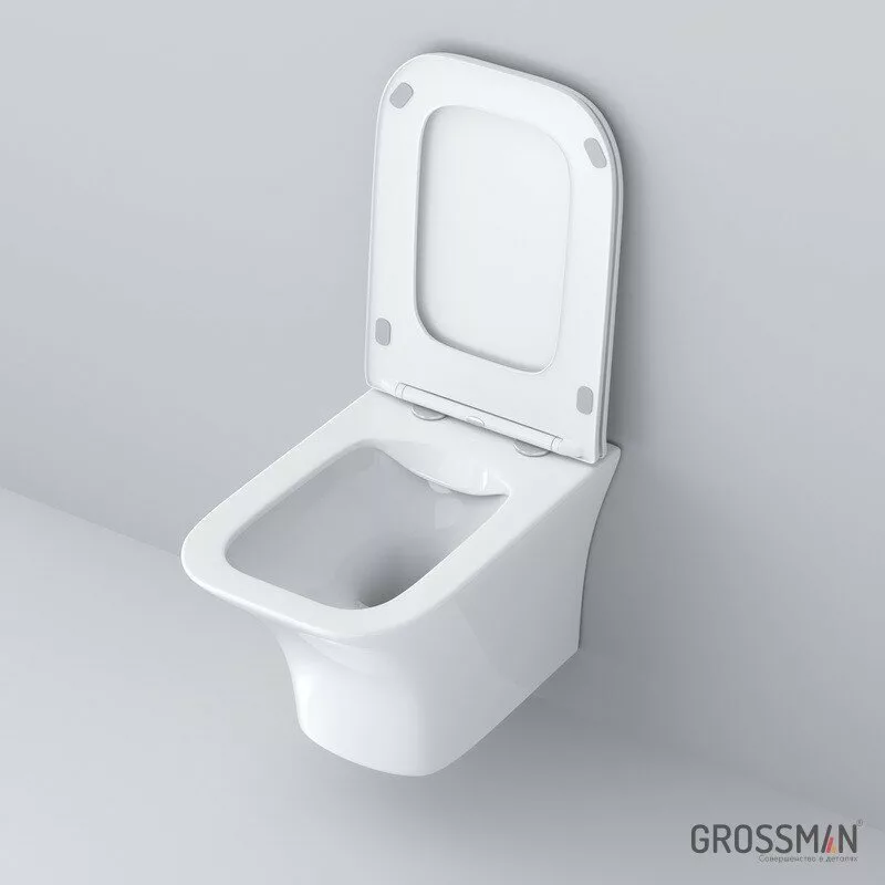 картинка Унитаз подвесной Grossman Galaxy GR-4476S безободковый с тонкой крышкой 