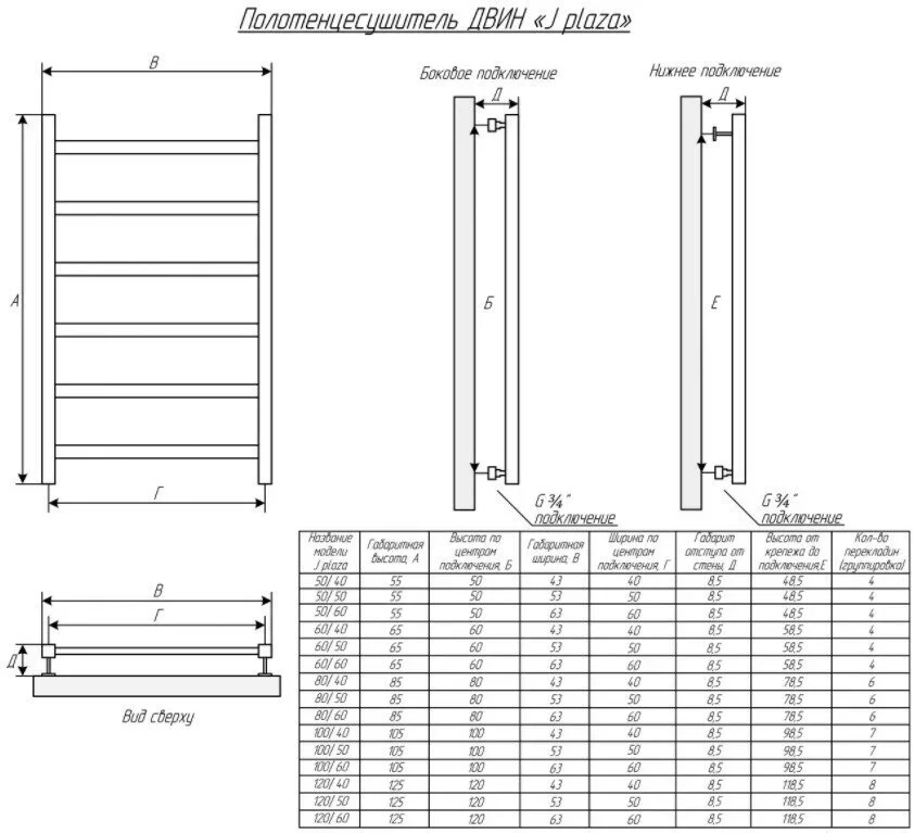 картинка Полотенцесушитель Двин J Plaza 60/50 Водяной (К3 Квадрат Состаренная бронза) (4656754416565) 