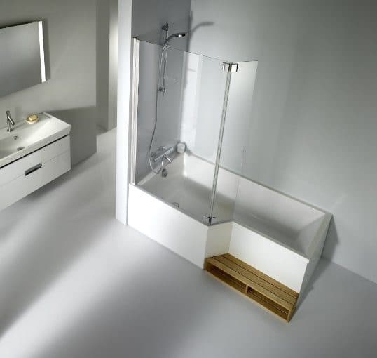 картинка Акриловая ванна Jacob Delafon Bain-Douche Neo 150 L со слив-переливом E6D159-CP P хром 