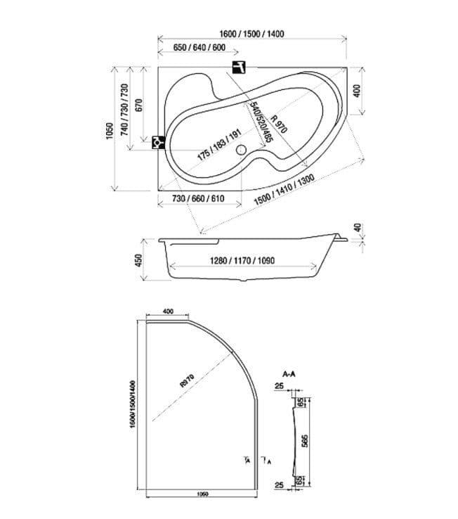 картинка Акриловая ванна Ravak Rosa I L 160 см 