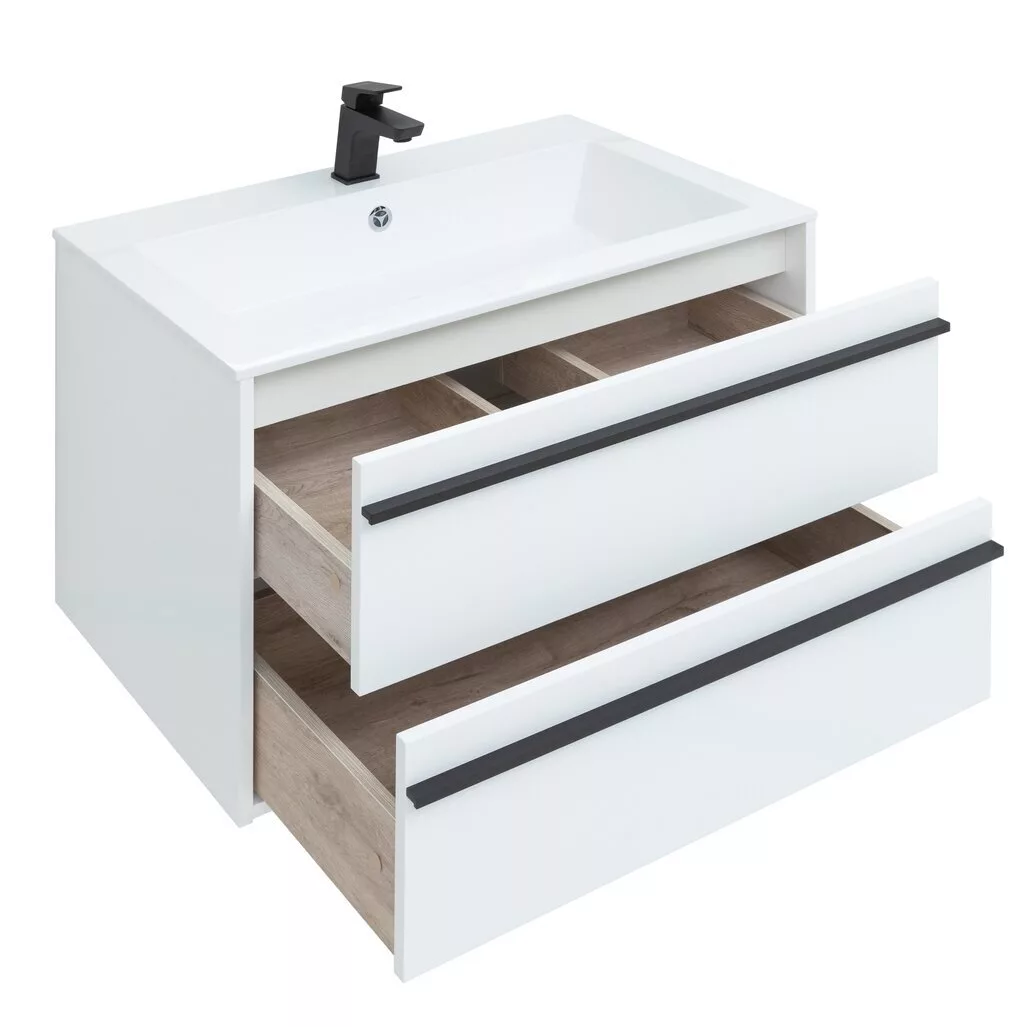 фото Тумба с раковиной Aquanet Lino 80 белый матовый арт. 00271947 